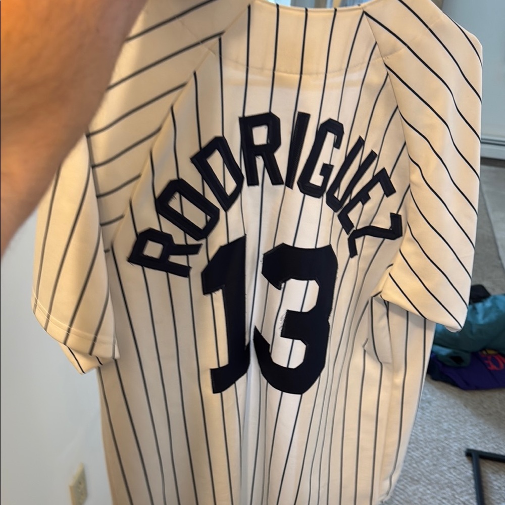 Pinstripe Baseball Jersey with Number 13
